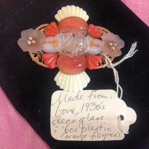 Vintage Soft Deco Glass Brooch, NWT-Boutique